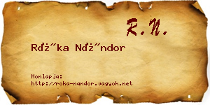 Róka Nándor névjegykártya